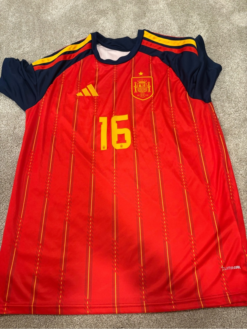 Adidas men’s World Cup Spain #16 Red Soccer Jersey zubimendi slim fit 2XL